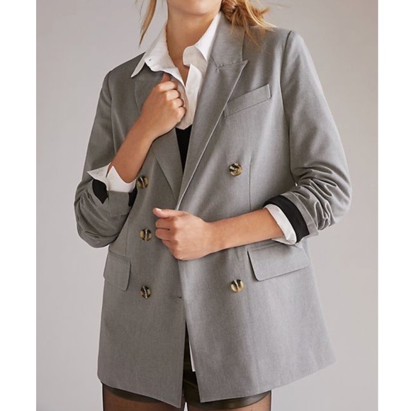 Favorite Daughter Jackets & Blazers - Favorite Daughter Double Breasted Relaxed Blazer Gray Small